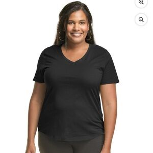 Just My Size Black Short Sleeve V-Neck Tee